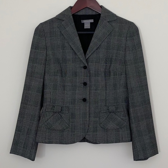 Ann Taylor Suiting Jacket - Black/White Glen Plaid Size 2 - Picture 1 of 9